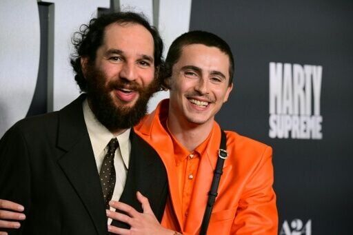 US director Josh Safdie (L) said Chalamet (R) was tailor-made for the role of Marty Reisman