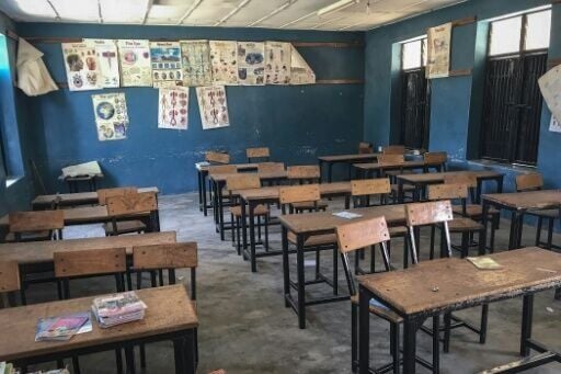 An empty classroom at St Mary’s Catholic School in Papiri, Nigeria, where kidnappers seized more than 300 children