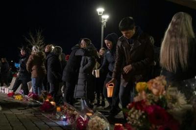 A vigil after a mass shooter killed eight people in Tumbler Ridge, Canada, in February