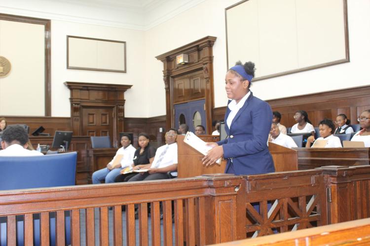 Student finishes speech