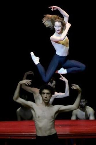 'Bejart Ballet Lausanne' dancers rehearse the iconic "Bolero", choregraphed by Maurice Bejart to the music of Maurice Ravel at Zorlu Performing Arts Center (PSM) in Istanbul