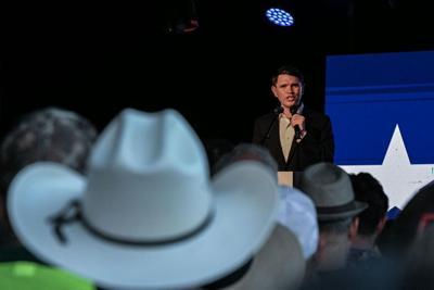 Democratic candidate for U.S. Senate James Talarico speaks during a rally in Texas in May 2026. Whether Talarico is vegetarian or vegan – he says he is not – has featured heavily in the Senate race.