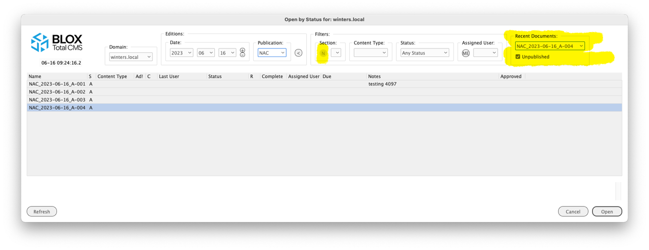 Open Recent Documents