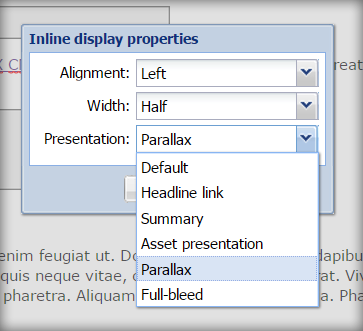 Image display properties in Article Designer