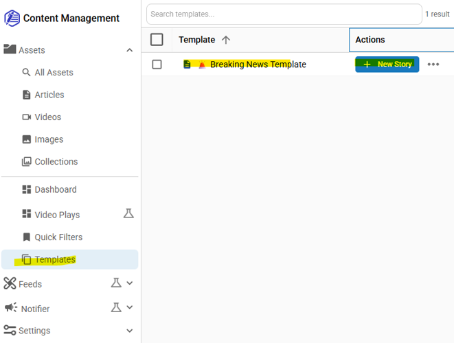 Story Templates Search