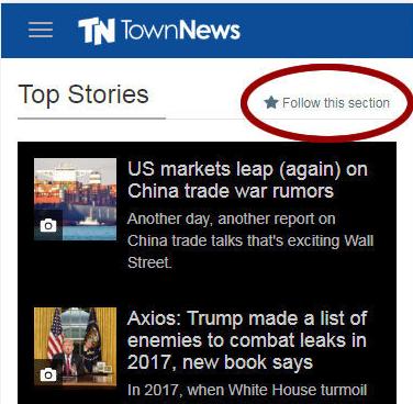 "Follow this section" now available on some blocks