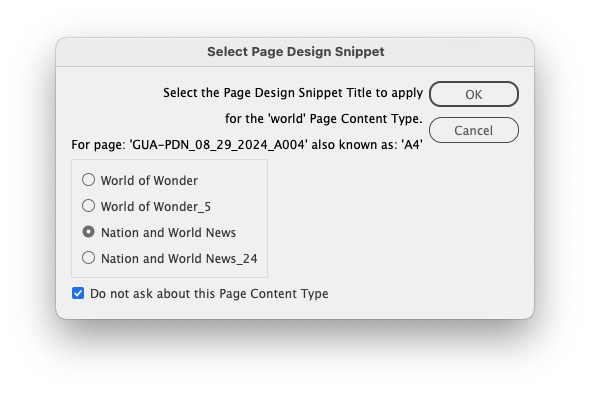 Do not ask about this Page Content Type