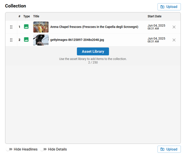 Upload New Assets to Collections in NXT