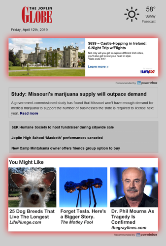 Programmatic native ads and recommendations widget for email campaigns