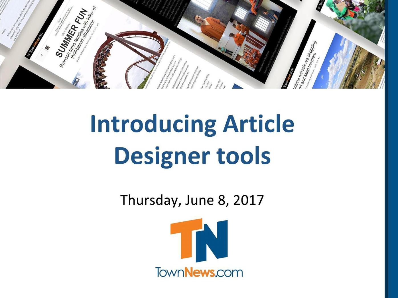 Webinar slide deck: Introducing Article Designer tools