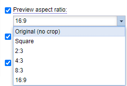 Preview aspect ratio settomgs in the General design panel