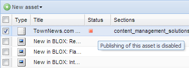 "Unpublished" status indicator