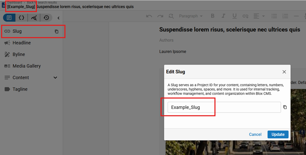 Slug Field Enhanced for Print Workflows