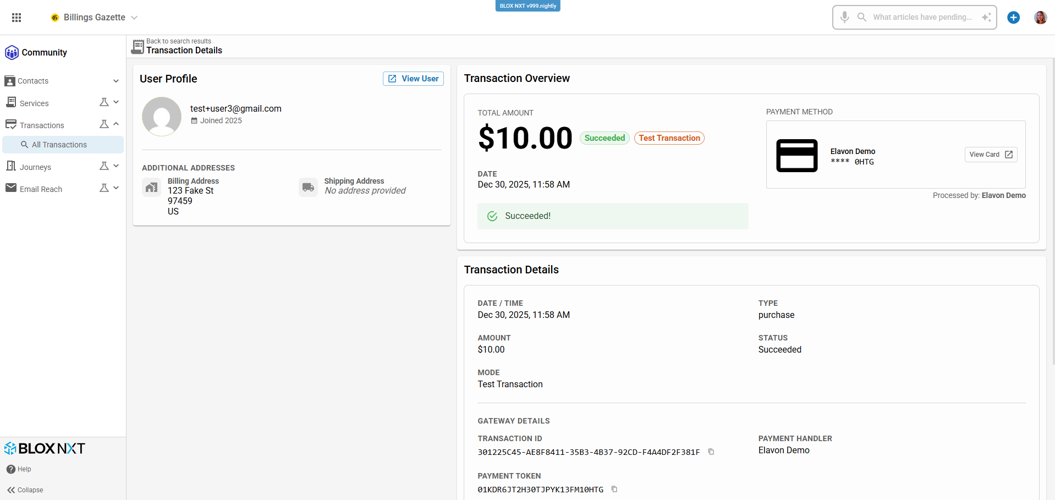 BLOX NXT Transactions (Beta)