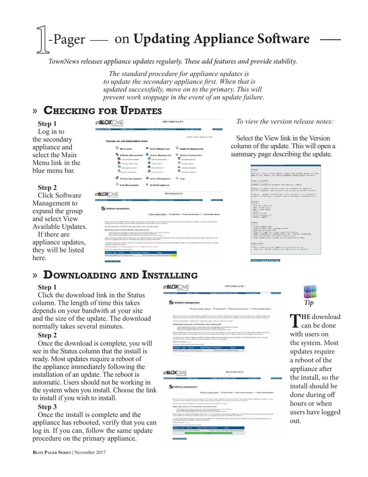 Updating Appliance Software