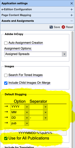 Default Slugging for Use with All Publications