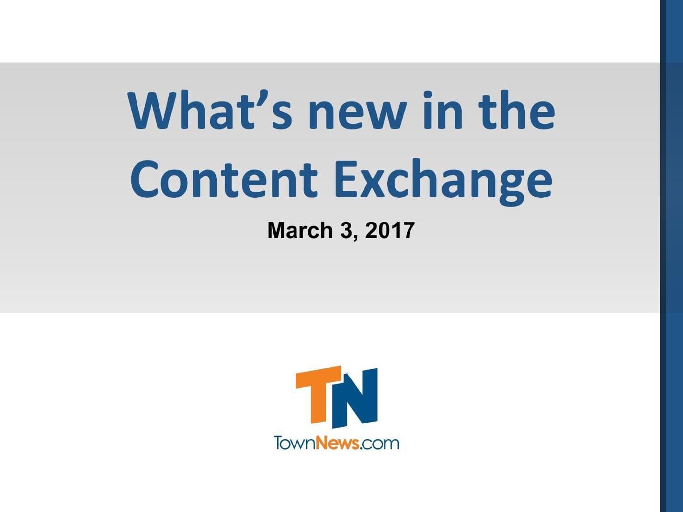 Webinar slide deck: What's new in the Content Exchange