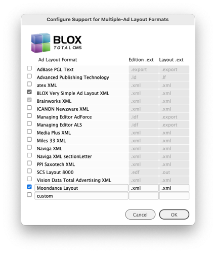 Configure Multiple Ad Layout Formats with a Custom option