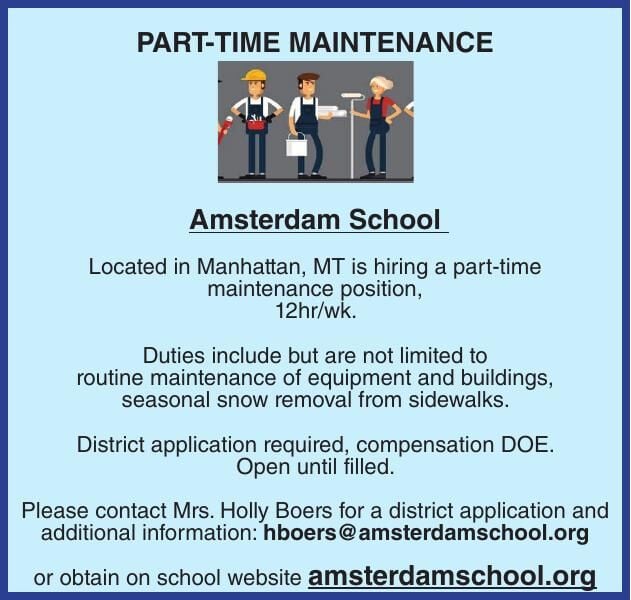 PART-TIME MAINTENANCE Amsterdam | Help Wanted | bozemandailychronicle.com