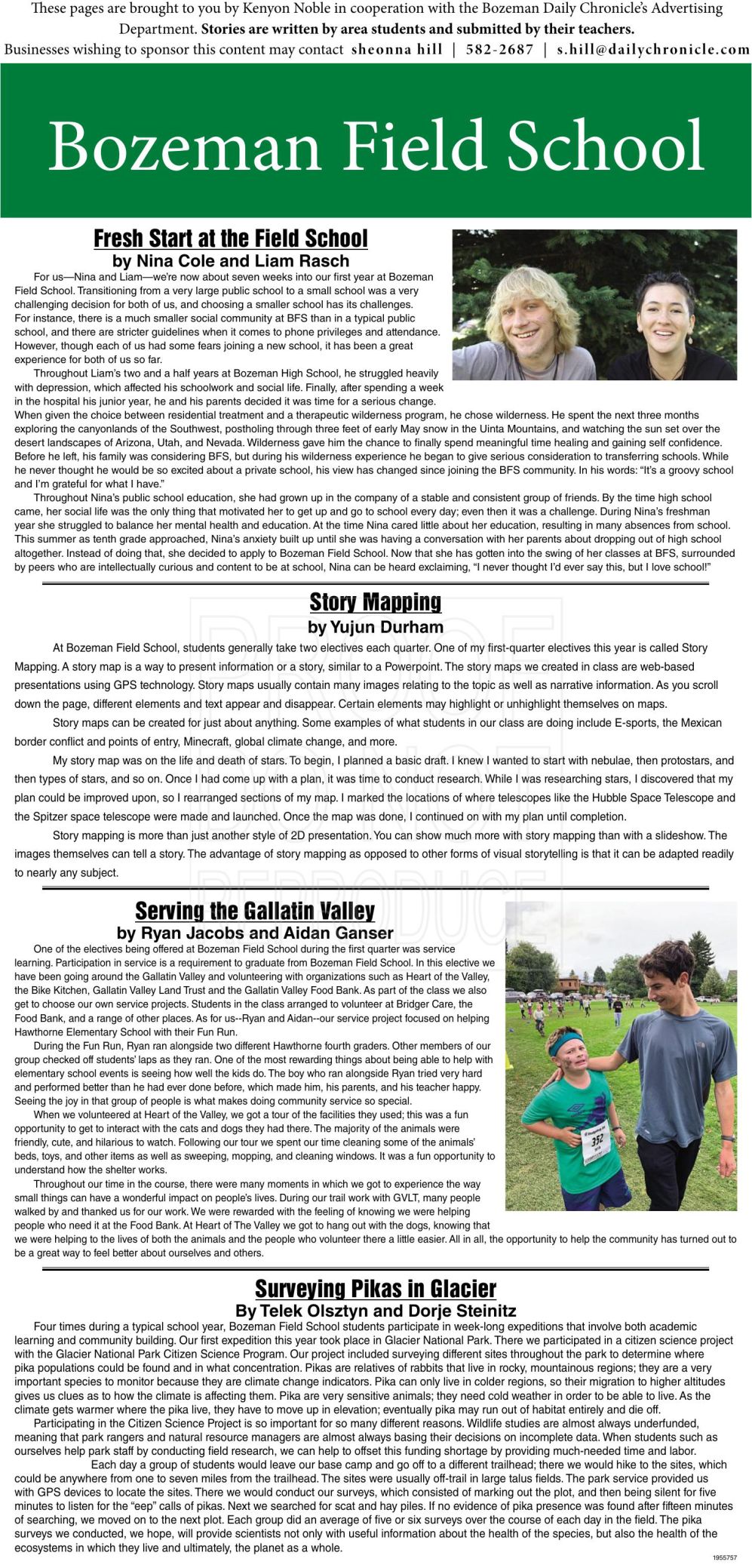 Bozeman Field School Page Oct19 Advertising