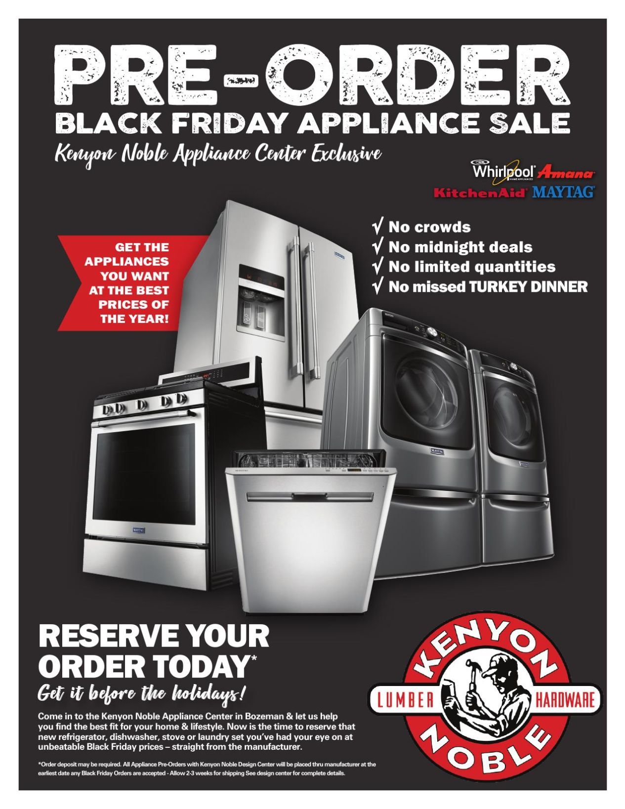 Kenyon Noble Pre-Order Black Friday Appliance Sale