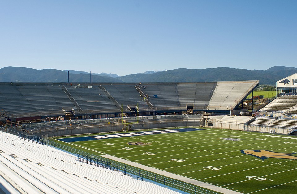 Construction milestone reached for Bobcat Stadium end zone