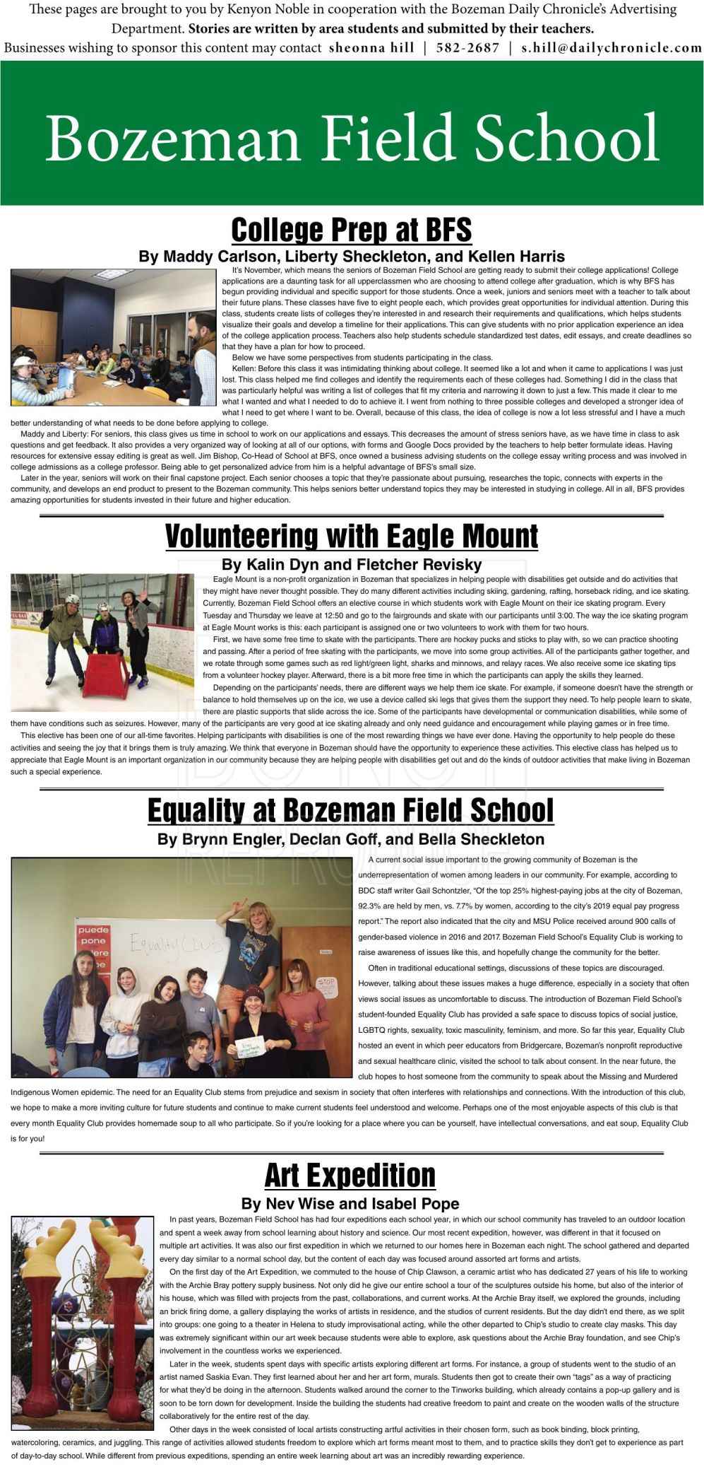Bozeman Field School Nov19 Advertising