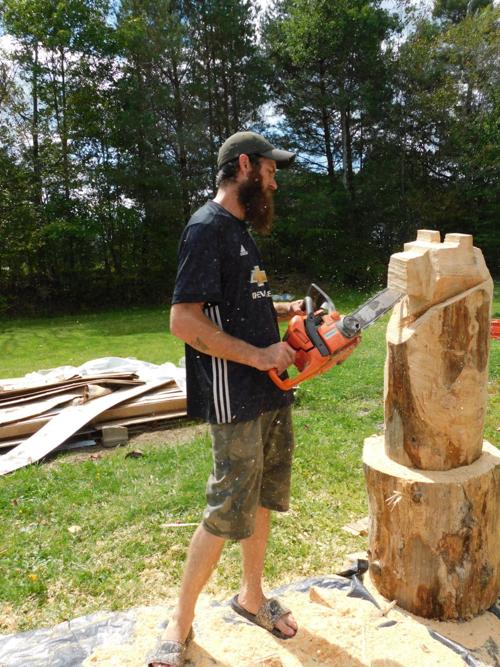 Chainsaw carving on High Street