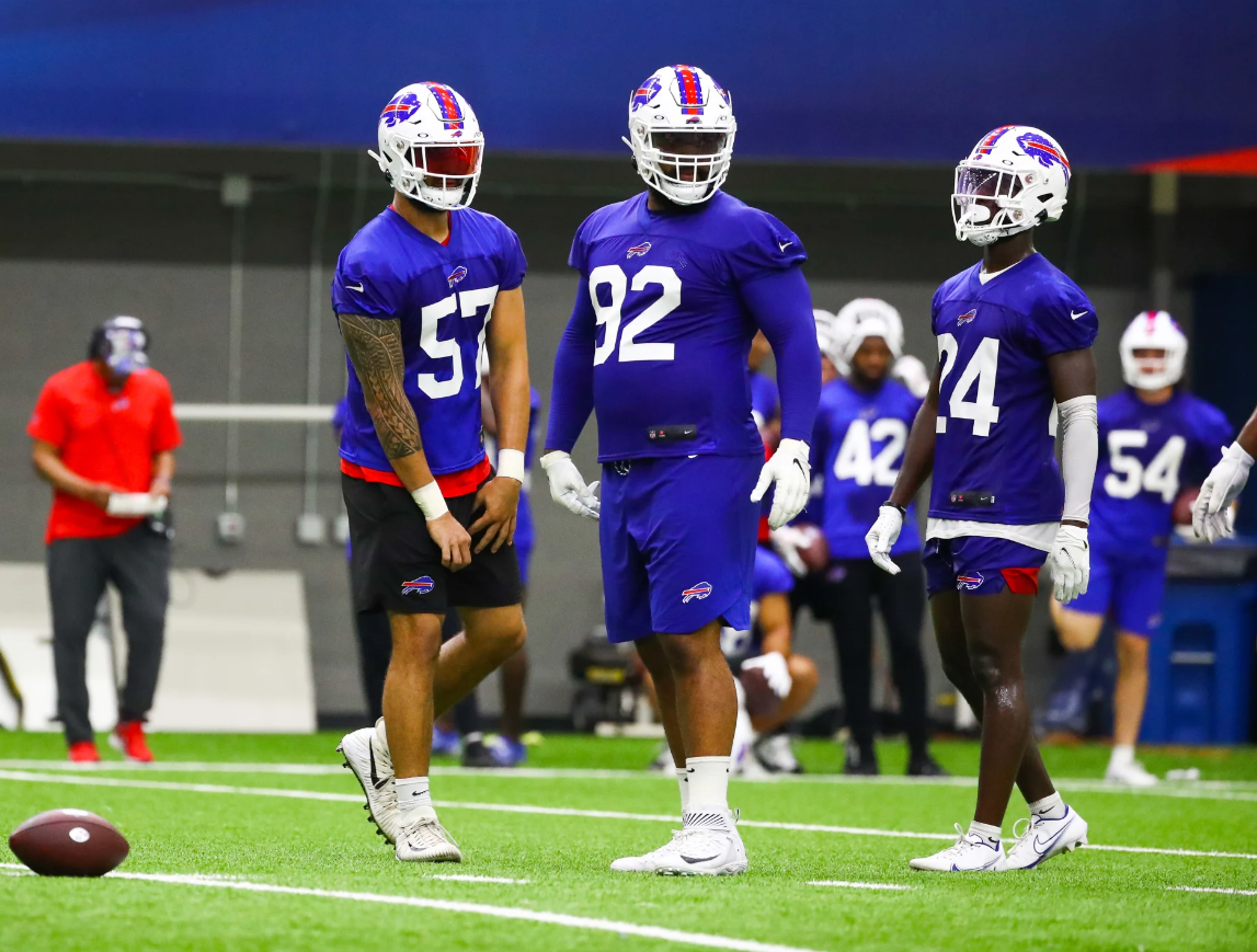 Buffalo Bills defensive tackle DaQuan Jones (92) walks off the