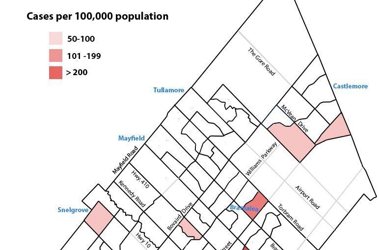 COVID19 MAP New case hot spots fade in Brampton with nine remaining