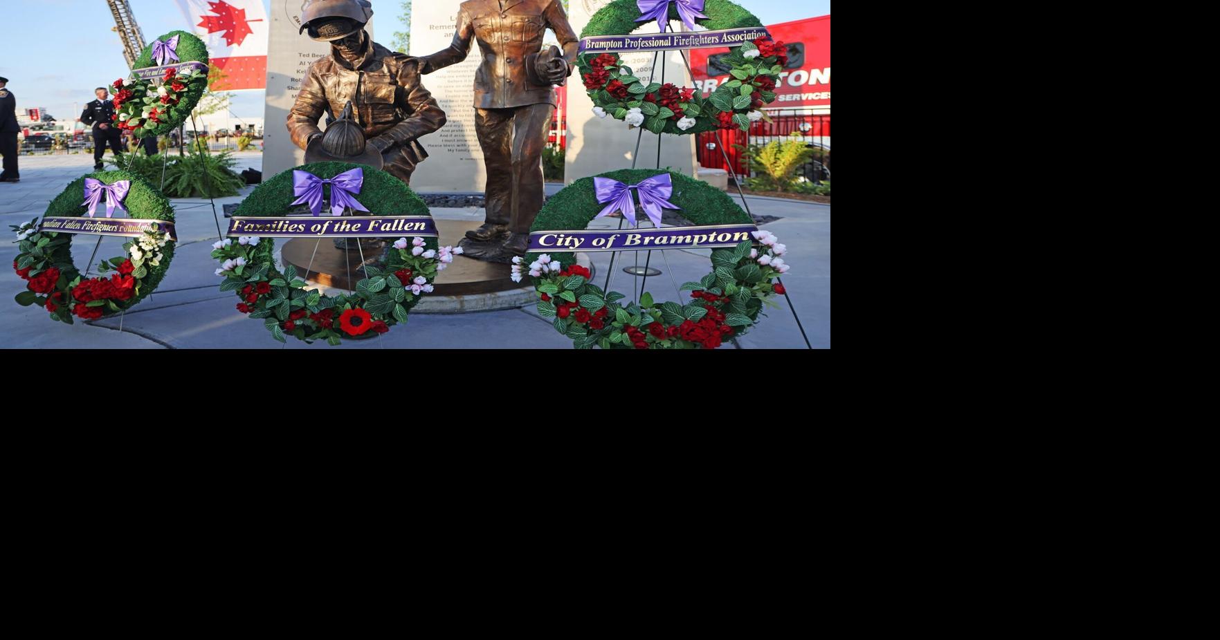 Brampton unveils bronze memorial monument to city’s fallen firefighters