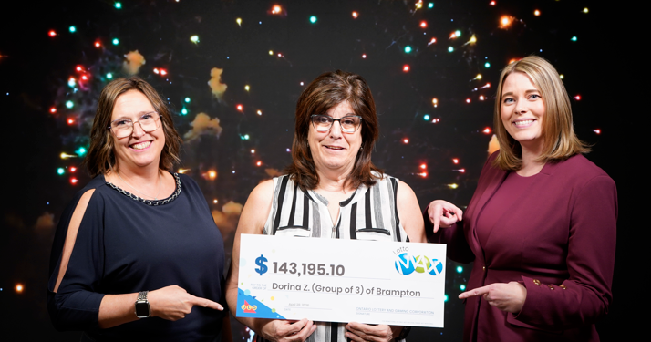 ‘Something out of a fairy tale’: Shared lottery ticket leads to life-changing win for finance trio from Brampton, Beeton, and Shelburne
