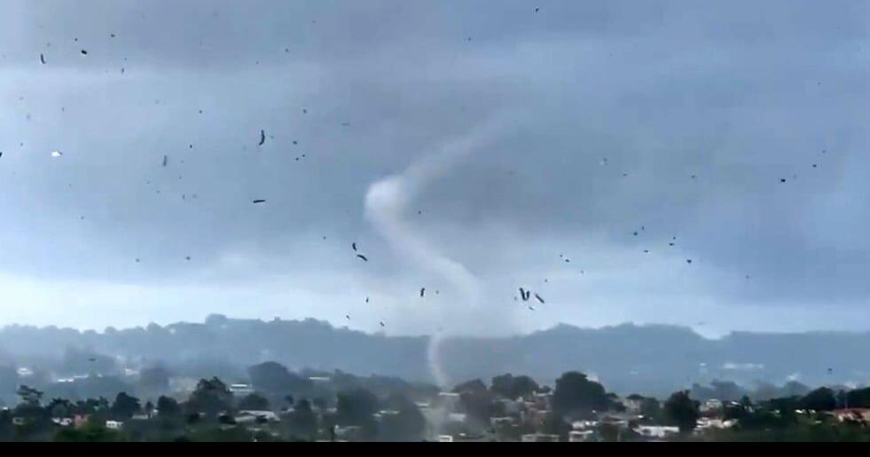 Rare tornado sends debris flying over Puerto Rico town