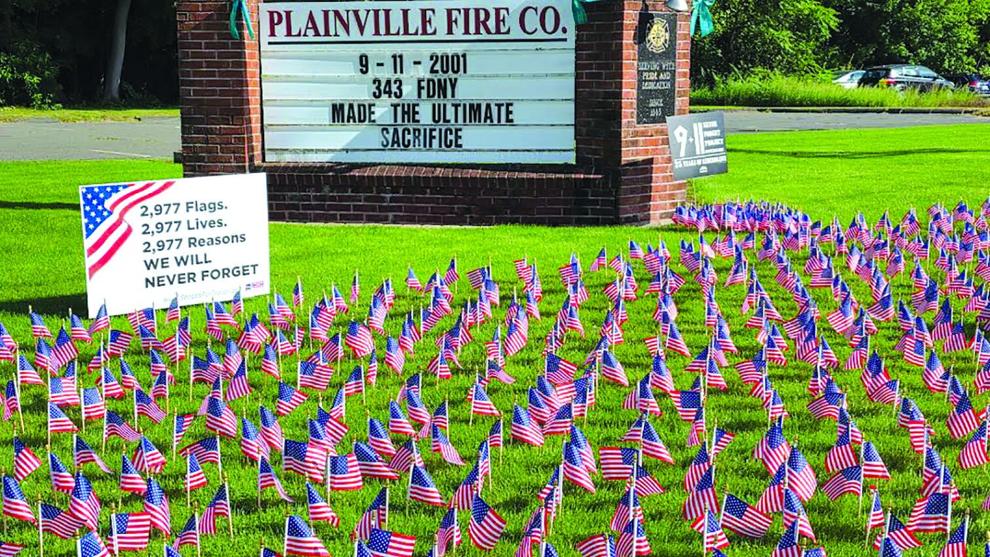 Scoops for Troops, Plainville FD place US flags to honor anniversary of 9/11