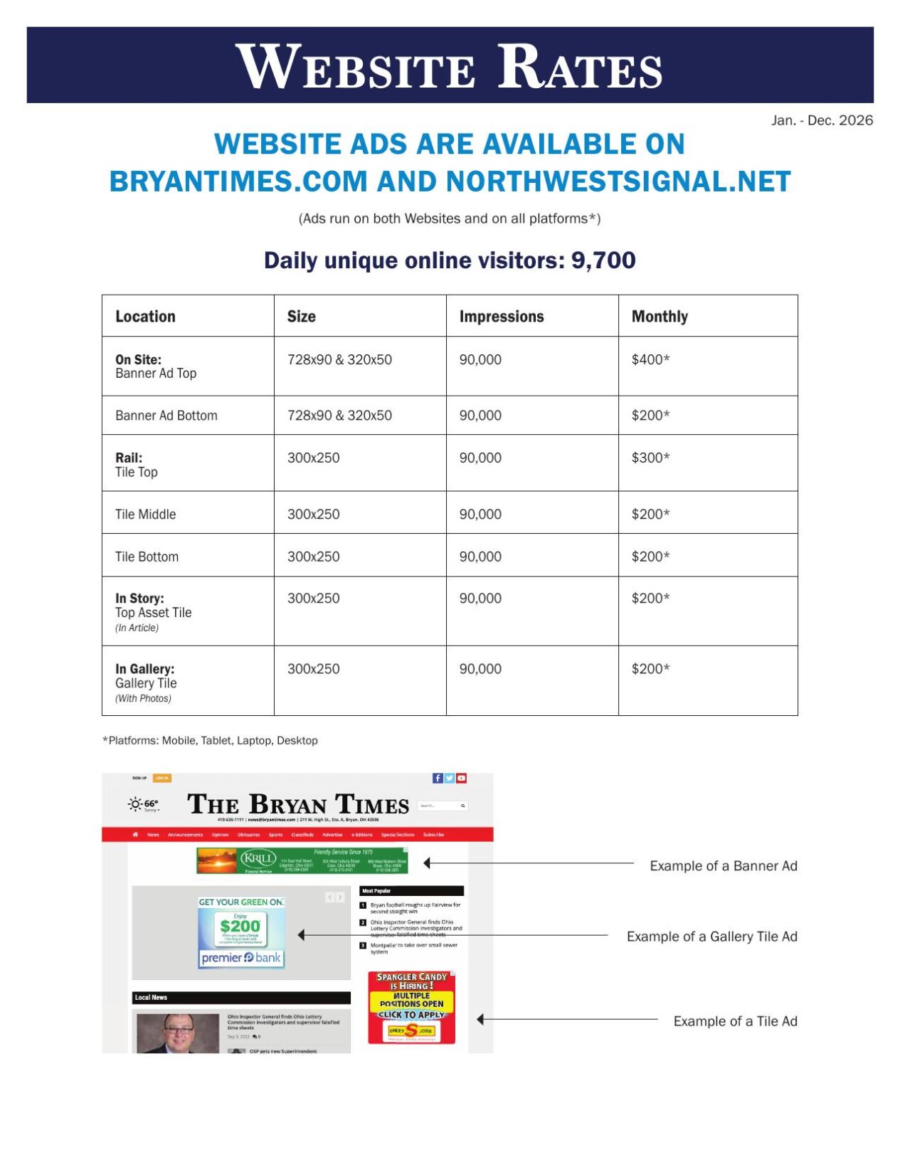 Rate Book 2026 Website Rates | Advertise | bryantimes.com