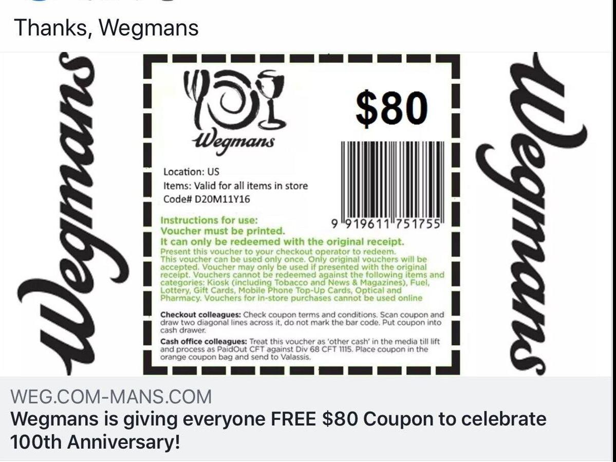 What would happen if you clicked on that fake $80 Wegmans ...