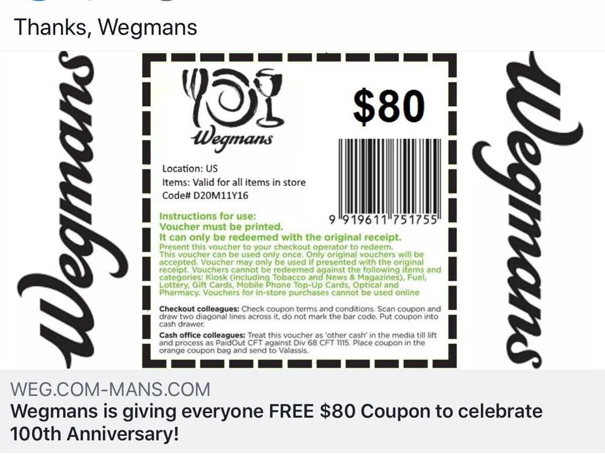 What would happen if you clicked on that fake $80 Wegmans ...