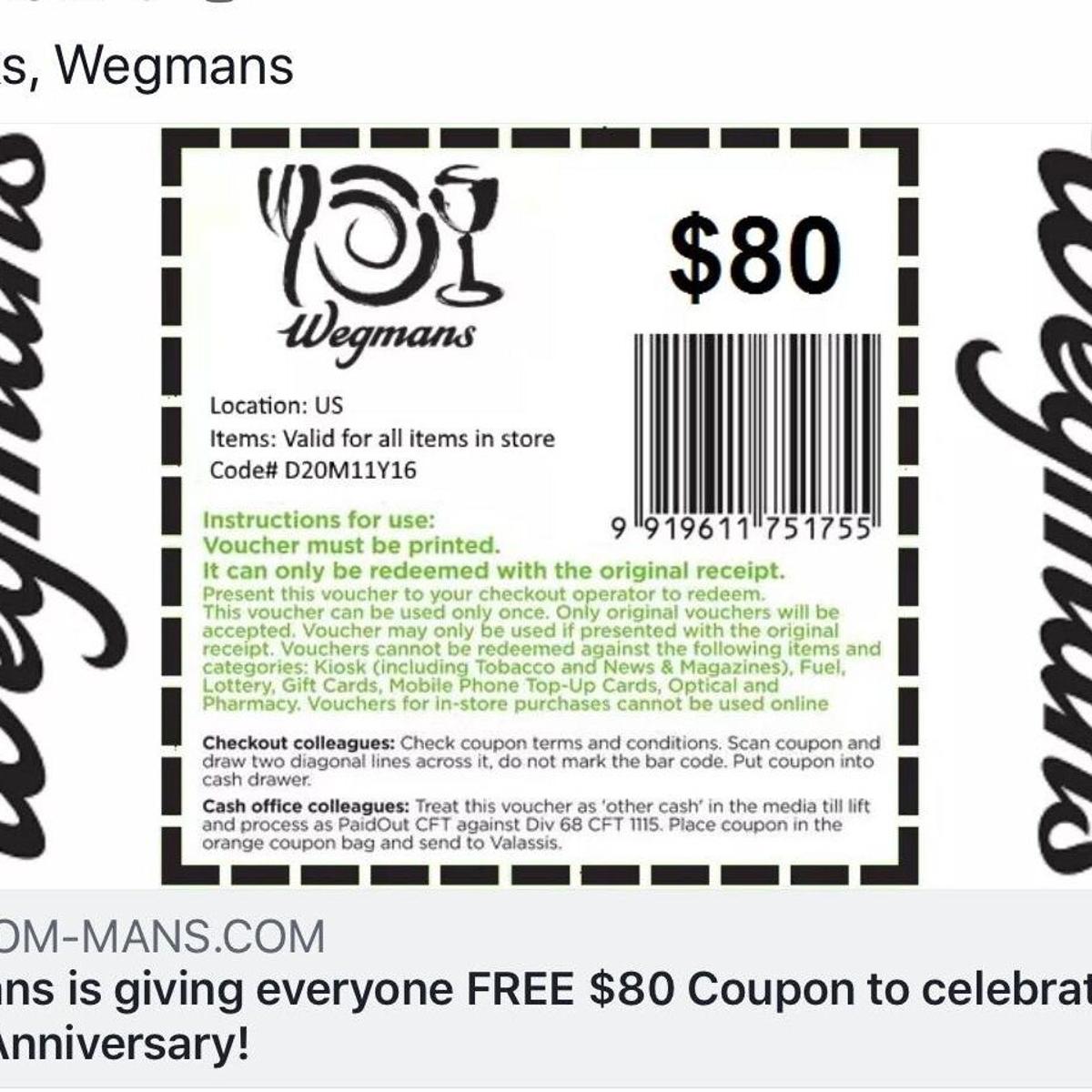 What would happen if you clicked on that fake $80 Wegmans ...