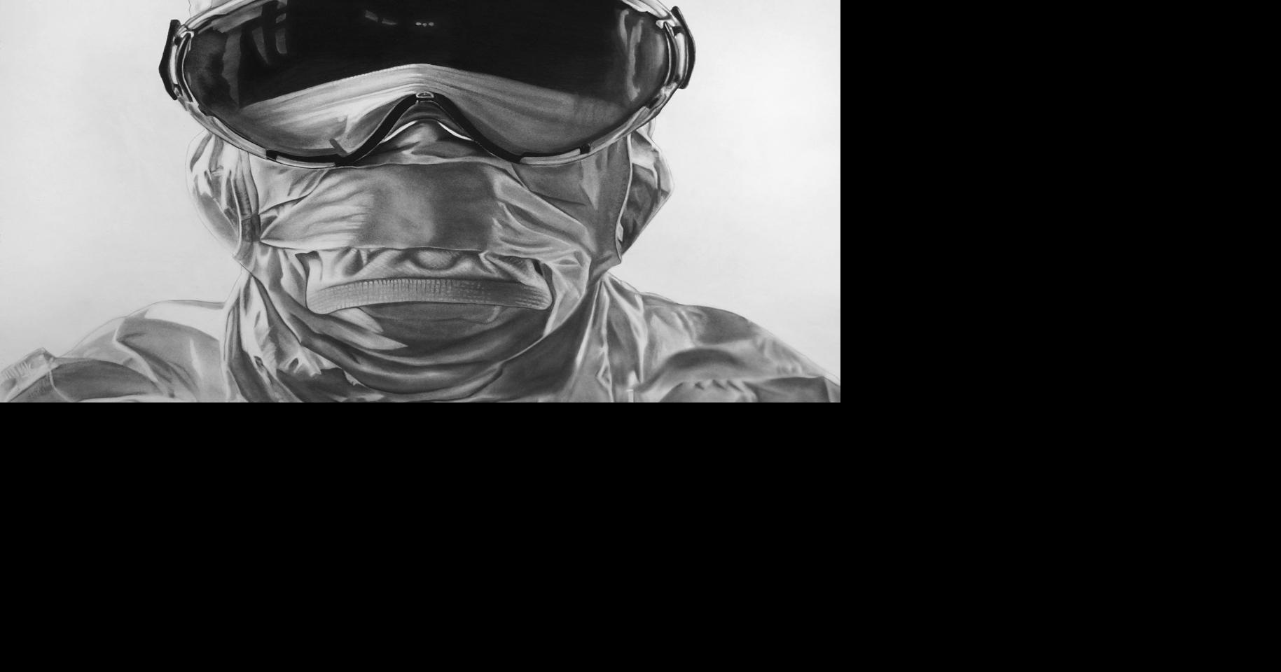 Patrick Foran’s charcoal drawings take viewers behind the mask