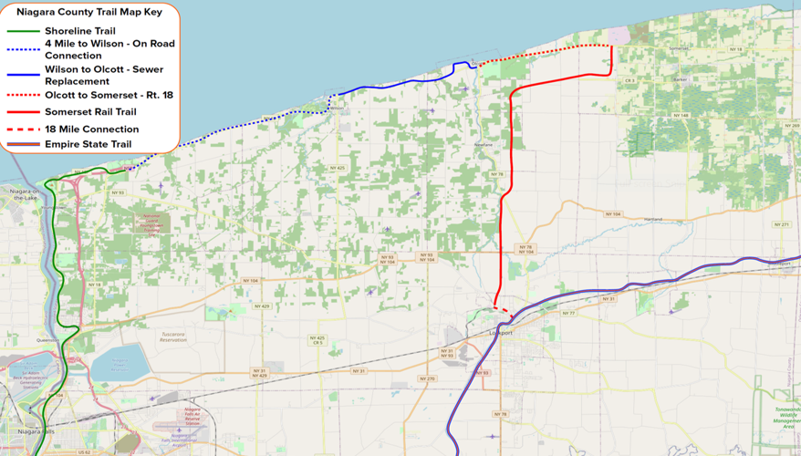 Lake Ontario trail map in Niagara County