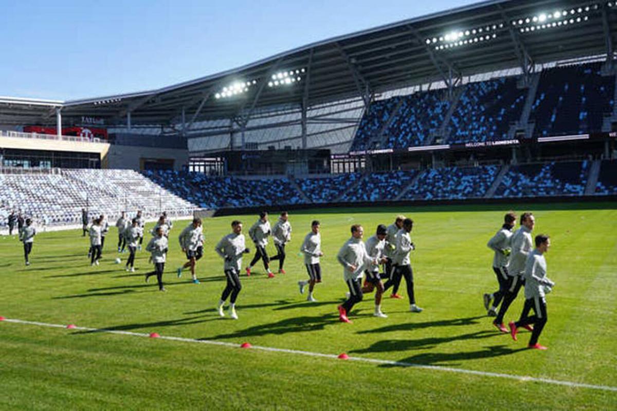 Minnesota United players practice on March 10, 2020 at Allianz Field just a few days before games were halted due to the coronavirus pandemic.