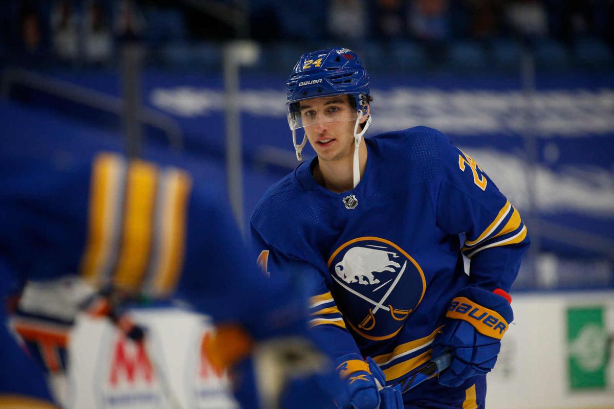 JJ Peterka Buffalo Sabres Unsigned Scores His First Career Goal Photograph