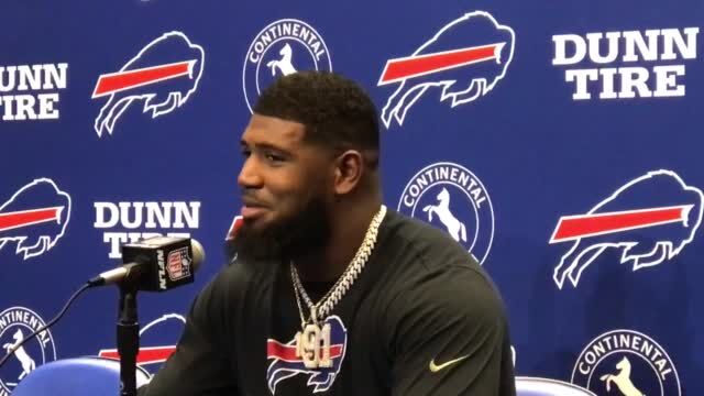 Jerome Baker meets with the media after #MIAvsBUF