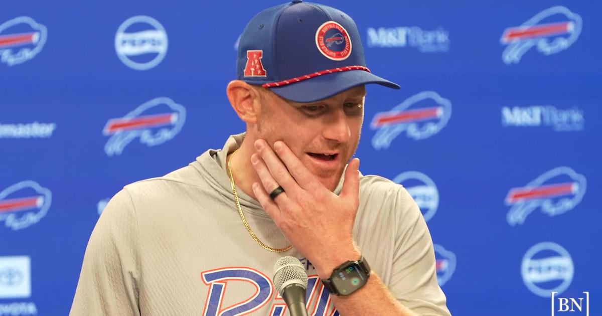 Bills coach Joe Brady speaks after scrimmage