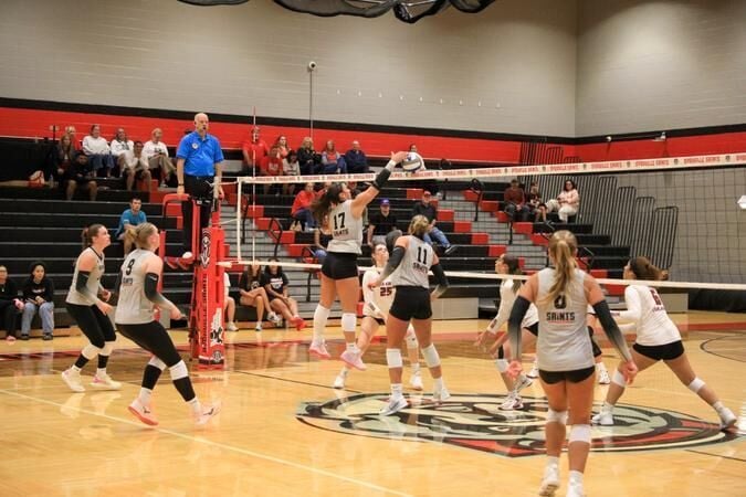 Saints Earn Five-Set Victory to Split Saturday