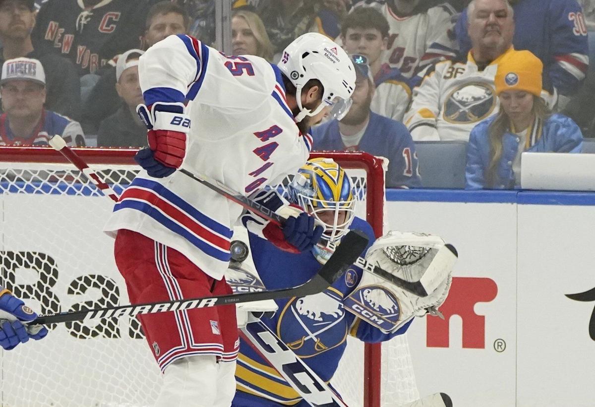 Dahlin delivers hit of the year on Rangers center Filip Chytil