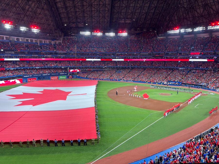 Brand New Toronto Blue Jays Canada Day Jersey from July 1st, 2022