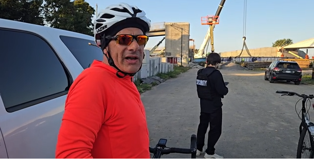 Paul Folette of Clarence on installation of Ralph Wilson Pedestrian Bridge