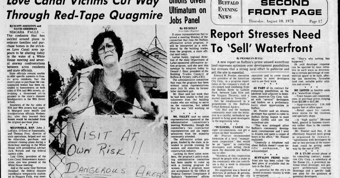 Buffalo News front page coverage of Love Canal disaster