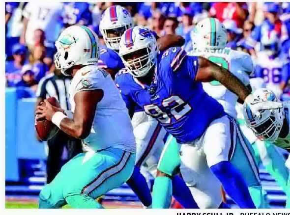 Miami Dolphins offensive tackle Greg Little eyes an incoming